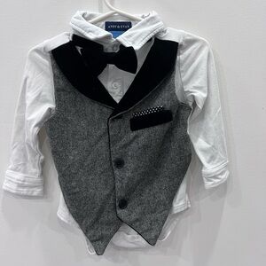 Andy & Evan Baby Formal Bodysuit Tuxedo Vest Bow Tie Outfit
